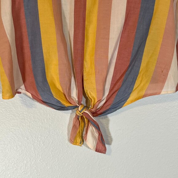 Madewell Button-Back Front Tie Tee Sherbert Stripe 100% Cotton Size Medium - Picture 4 of 9